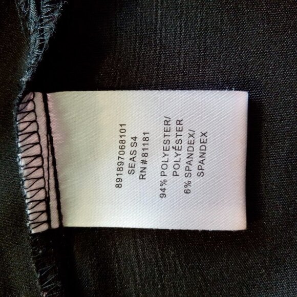 Kathy Che  Blouse  Women's Long Sleeve Roll Tab  BLACK Button Front V-Neck - Picture 10 of 12